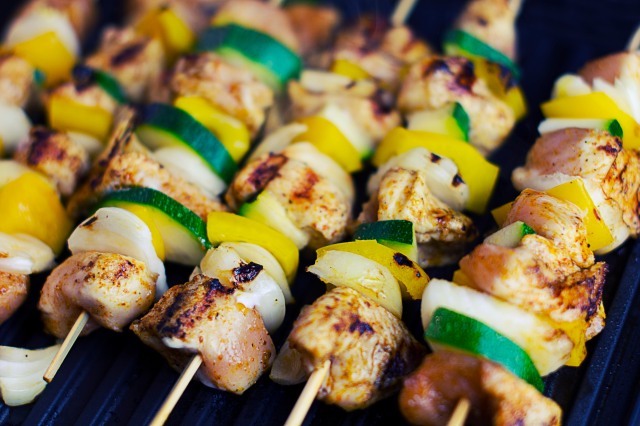 Skewers on a grill, super easy to self-cater